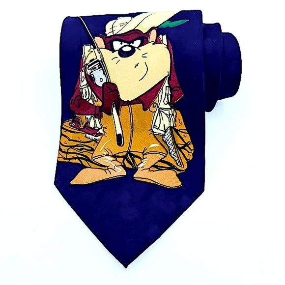 Tasmanian Devil & Bugs Bunny Looney Tunes Fishing Tie Vintage 1995 - Picture 3 of 8